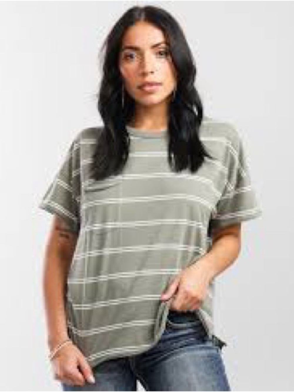 White Crow Olive Striped Short-Sleeve Tee